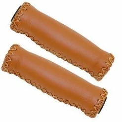VELO Poignées De Guidon Vélo En Cuir Véritable Marron -Éclairages vélo Soldes poignees de guidon velo en cuir veritable marron full 3