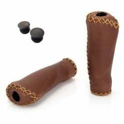 VELO Poignées Vélo Ergonomiques Imitation Cuir Marron -Éclairages vélo Soldes poignees velo ergonomiques imitation cuir marron full 3